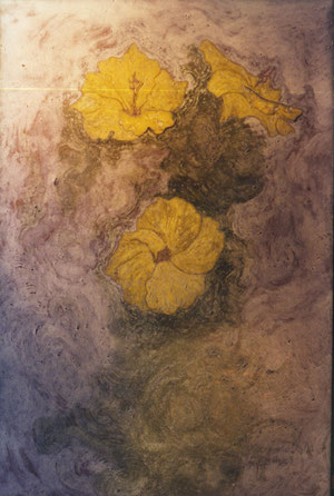 "Ibisco" 2003 olio su faesite 60x40. Coll. Backus.