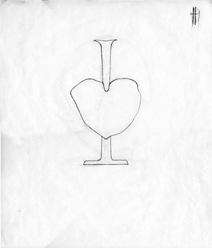 "Boccale", 2000. Disegno a penna su carta, 50x37,5. 