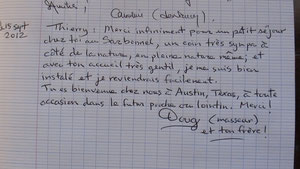 je suis invité à Austin ( texas) Trop cool le Doug..!