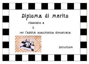 Diploma assegnato agli alunni delle classi quarte A-B-C della scuola Primaria Candotti che hanno partecipato al corso e al torneo di scacchi
