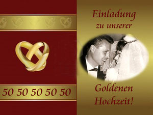Einladung Goldene Hochzeit Vorder-und Rückseite