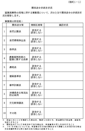 関係法令手続き状況