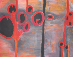 Sarkomer (80 x 100, Acryl auf Leinwand, Umsetzung einer Detailaufnahme eines entspannten Skelettmuskels)