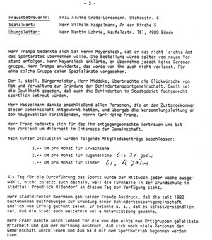 Niederschrift der Gründungsversammlung vom 17.April 1985