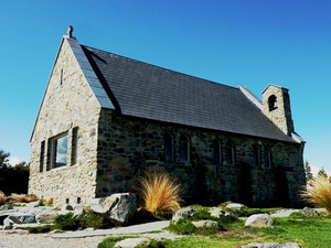 Die Kirche zum guten Hirten, direkt am See und mit herrlichem Blick über den Lake Tekapo