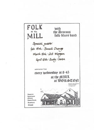 Folk at the Mill poster from 1984