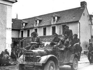 POW's in a Horch 901, picture taken in front of L'Hospice, August 1944.