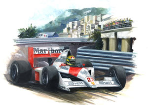 Ayrton Senna 1990 (Gouache 50X40cm)