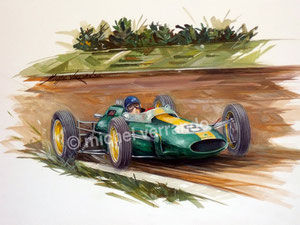 automotive art Jim Clark Lotus 25 peinture paint gouache clark