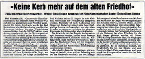 Wetterauer Zeitung vom15. Oktober 1999