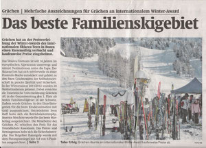 Das beste Familienskigebiet - Walliser Bote 21. April 2012