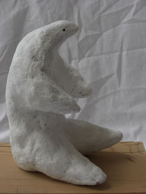 ours blanc  ( argile peint ) 30x20