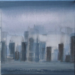 Blue city III  - acrylique sur toile -25 x 25 - 2012