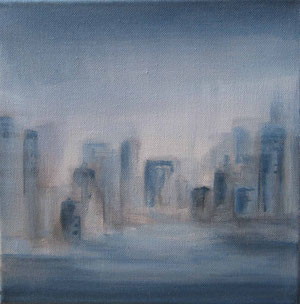 Blue city II - acrylique sur toile -  25 x 25 - 2012