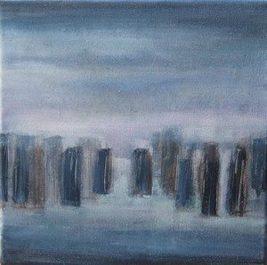 Blue city I  - acrylique sur toile -  25 x 25 - 2012