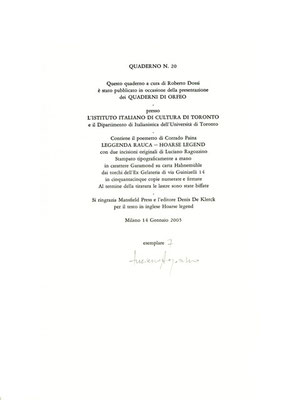 colophon numerato e firmato