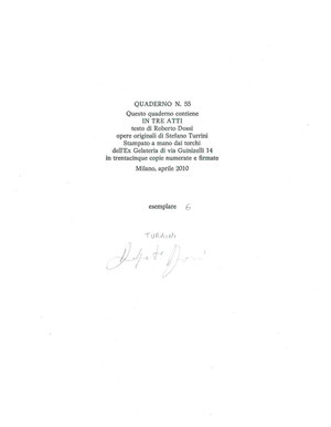 colophon numerato e firmato