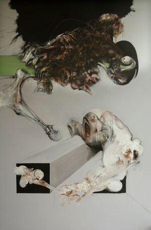 Acrylique/pastel/fusain sur toile Dim :197cmx130cm