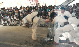 館長の実弟(現群竜会館長)による氷柱3本割り