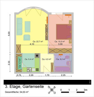 Muster für die Grundrisserstellung mit Einrichtungsvorschlag