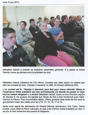 Article du ouest france du 10/06/2013