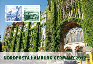 Ausstellungskarte Schweden mit Hamburger Postgebäude