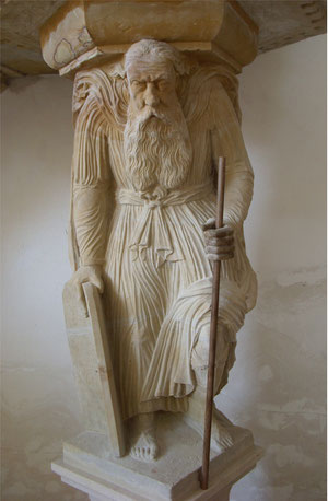 Moses-Figur, Kanzel, um 1580, Kirche St. Philippus, Kleinwerther. Foto:  Sven Pabstmann