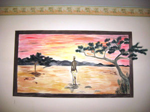Afrika (Wasserfarbe auf Zimmerwand / ca. 150 x 80 cm) 2010