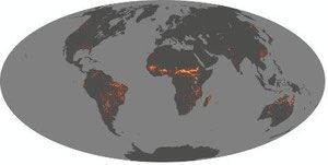 2007　Sep. (9月) 火災の図　火災は傾向的に、乾季の8月から11月までが多い。