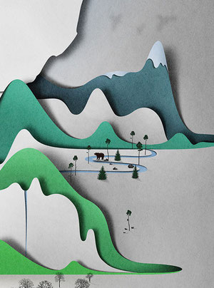 Vertical landscape paper art-15