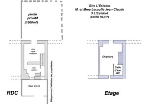 Plan du Gîte pour 2/3 personnes