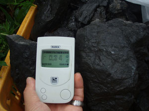 秩父山中の林道沿いで採取、ブラックシリカ 放射線0.34μS/h