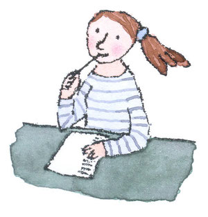 Illustration Mädchen am Schreibtisch