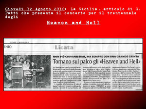 Articolo de "La Sicilia" di G. Patti sul ritorno sulle scene degli Heaven and Hell