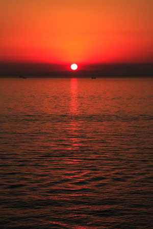 海ほたるから眺めた夕日