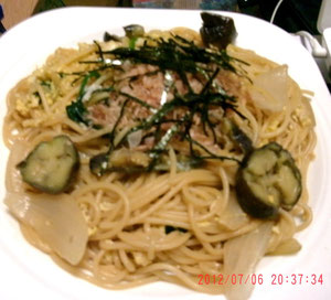 そして夕飯の大盛りパスタねw
