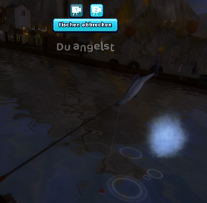 Der richtige Moment macht's: Bleibe am besten mit der Maus/Fischsymbol über dem Schwimmer und klicke, sobald dieser ganz unter der Wasseroberfläche verschwindet.