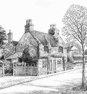 Woodthorpe Road in Kings Heath - drawn in 1938. Thanks for the use of this image to E W Green, Historic Buildings in Pen & Ink - The Work of William Albert Green. See Acknowledgements.