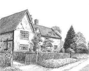 16th-century cottages in Lea Hall Road - demolished in 1938 - drawn in 1937. Thanks for the use of this image to E W Green, Historic Buildings in Pen & Ink - The Work of William Albert Green. 