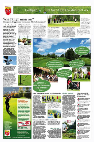 Konzeption und Text für ganzseitige PR-Anzeige für den Golf-Club Freudenstadt 2012