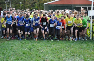 Start zum 2. Aaltener Crosslauf: Stefan Ritte (263), Jasmin Nieland (457) und Alicia Südholt (462) starten für das LAZ Rhede
