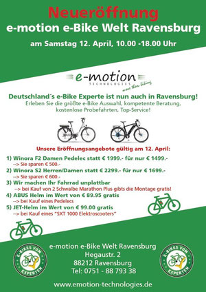 e-motion e-Bike Welt Ravensburg Eröffnungsangebote