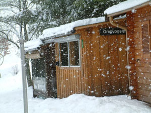 Außenanlage mit Großvollieren in Mitteltal im Winter 2005
