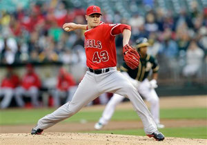 Nella foto Garrett Richards lanciatore degli Angels (Foto dal sito bigstory.ap.org)
