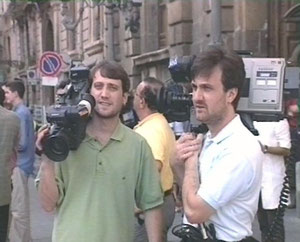 Tele1 tris-sr, cameramen Antonio Ortisi e Alessandro Piraneo.
