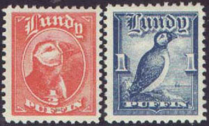 The 1929 "Half Puffin" and "One Puffin" values.