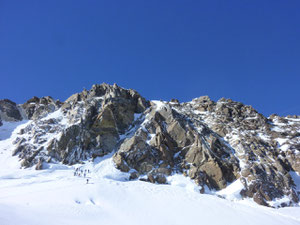 Dufourspitze, Silbersattel, Skidepot
