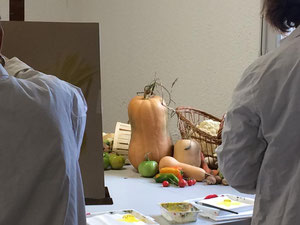 Elèves devant la composition avec Butternut