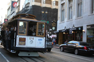 Cable Car in front of Starbucks on Powell Street