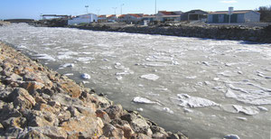 Eau gelée sur le bassin conchylicole (photo C. Civale ©)